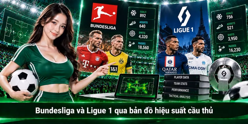 Bundesliga và Ligue 1 qua bản đồ hiệu suất cầu thủ